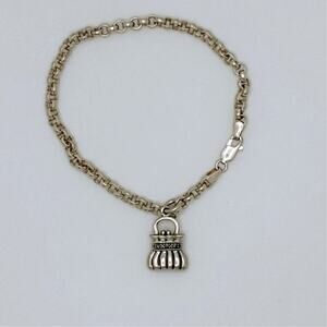 Sterling 925 Charm Bracelet with Purse Charm Italy